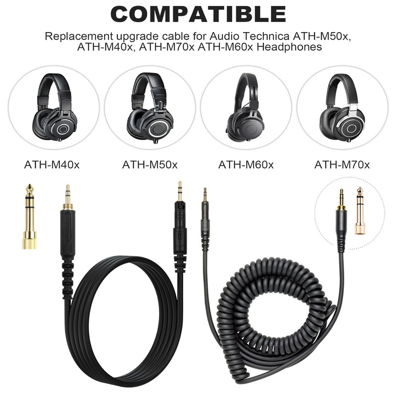 Audio Technica Headphone Ath-M50X - Cable de audio en espiral de